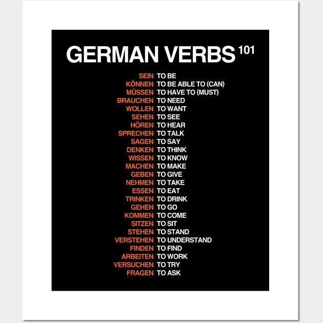 German Verbs Wall Art by Hidden Verb